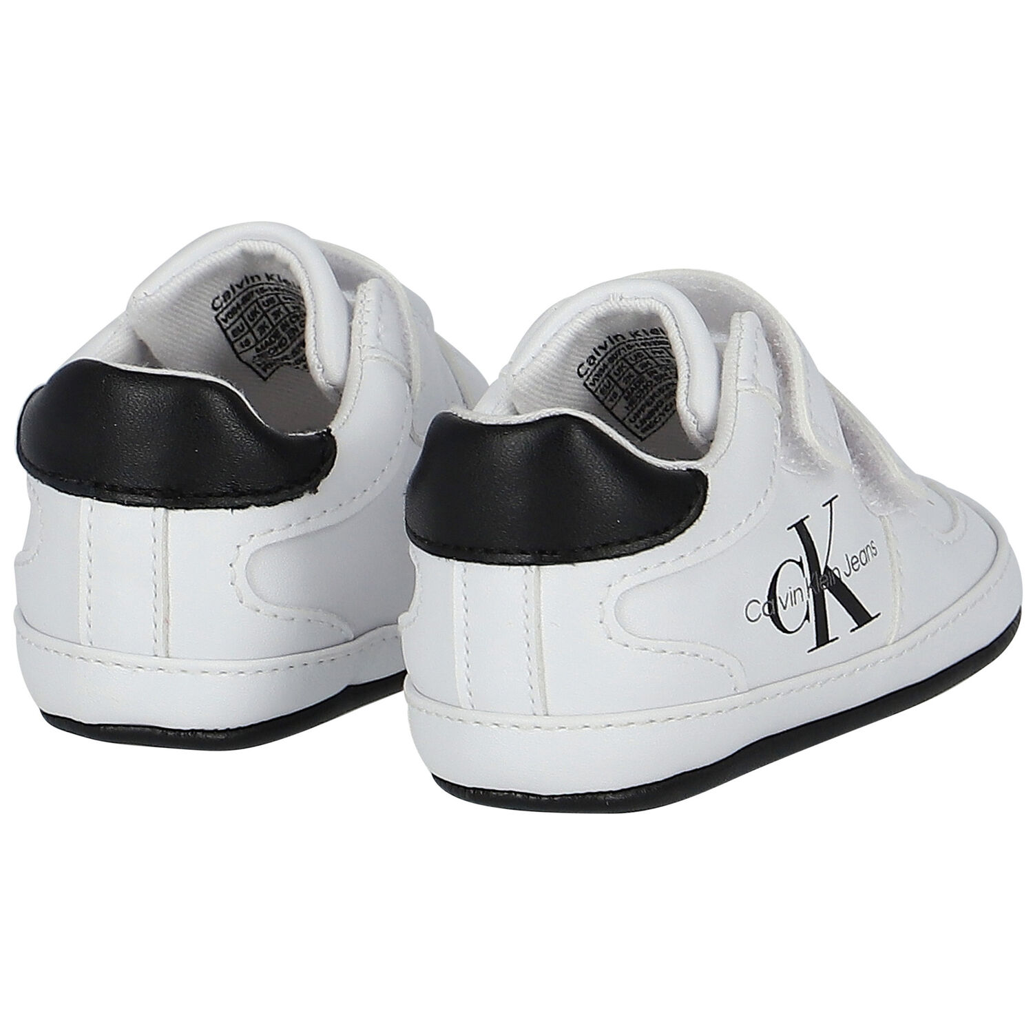 White & Black Logo Pre Walker Shoes, 1, hi-res