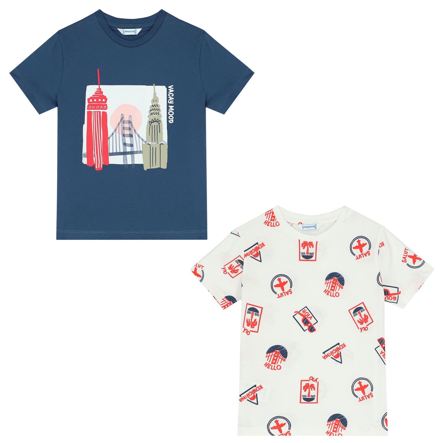 تيشيرت أولاد باللون الأبيض والأزرق ( قطعتين), 1, hi-res image number null