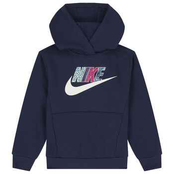 Girls Blue Logo Hooded Top