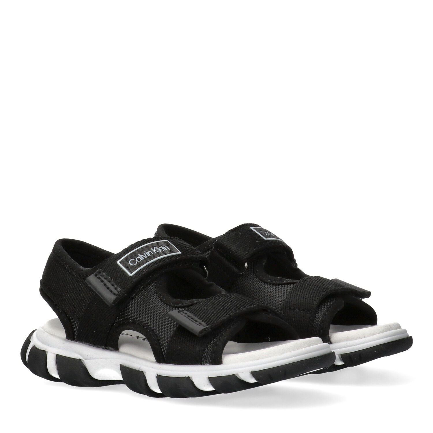 Boys Black Logo Sandals, 2, hi-res