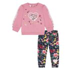 Younger Girls Pink Floral Tracksuit, 1, hi-res
