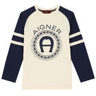 Boys Yellow & Navy Logo T-Shirt, 1, hi-res