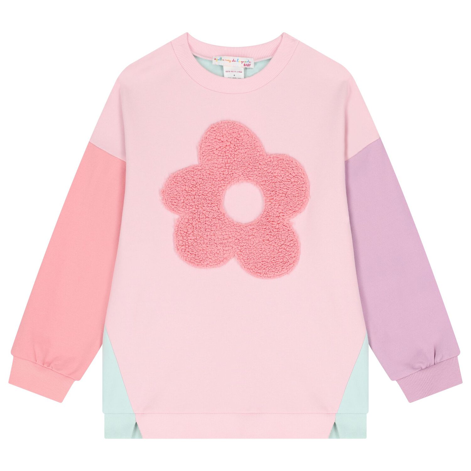 طقم ليجينز مزين بالزهور باللون الوردى والاخضر , 1, hi-res