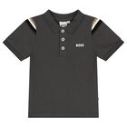 Younger Boys Grey Logo Polo Shirt, 1, hi-res