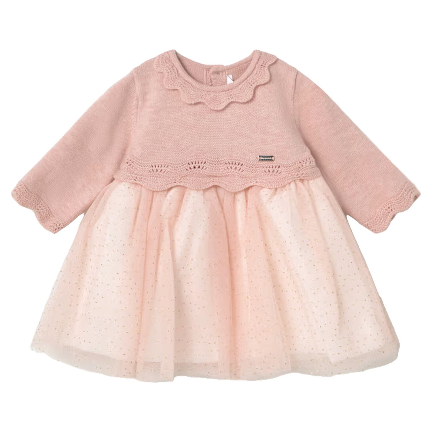Baby Girls Pink Tulle Dress, 2, hi-res