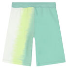 Boys Green & White Logo Shorts, 1, hi-res