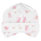 Baby Girls White & Pink Rose Hat, 1, hi-res