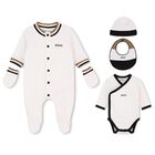 Baby Boys White Logo 5 Piece Gift Set, 1, hi-res