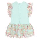 فستان بشعار بللون الخضراء للفتيات , 1, hi-res