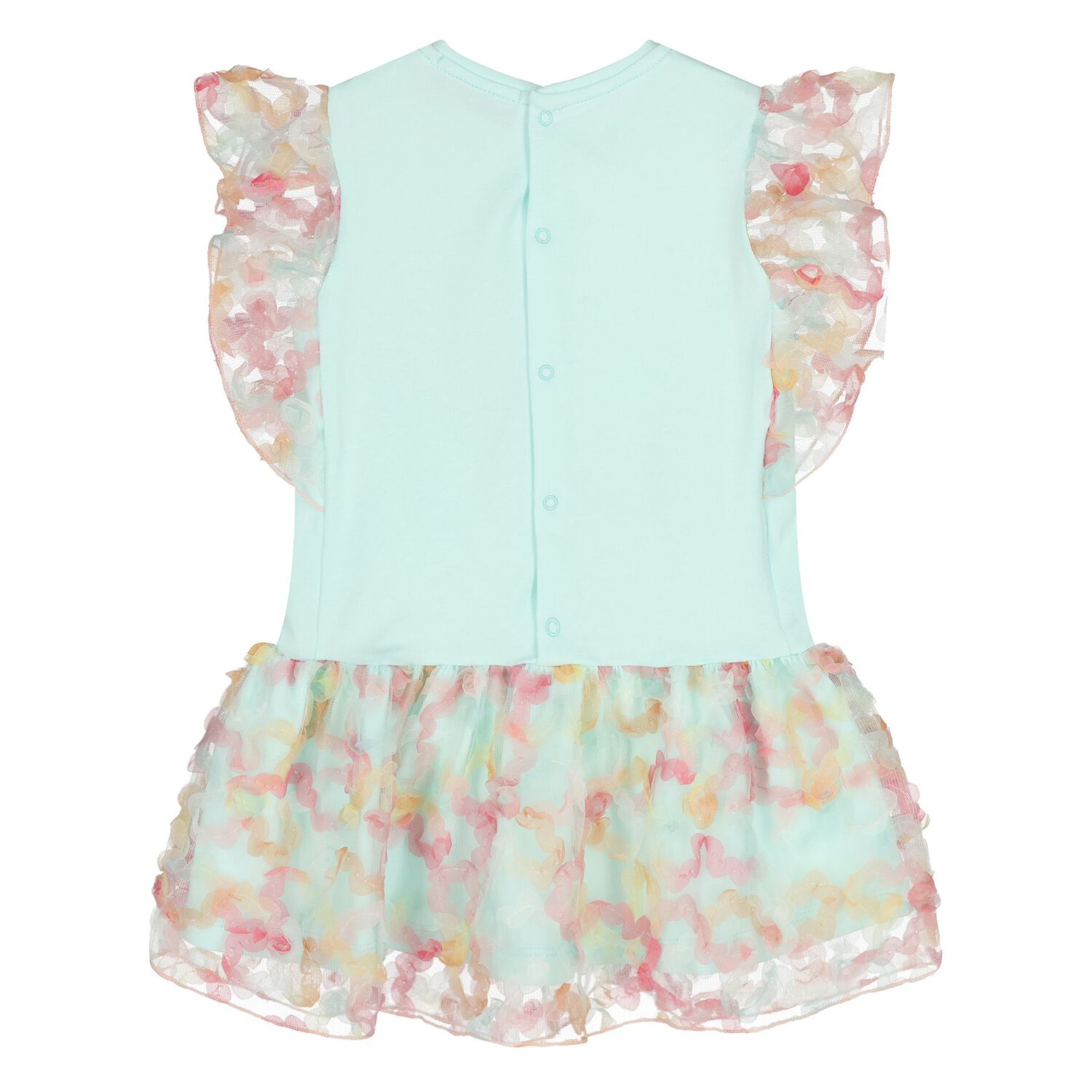 فستان بشعار بللون الخضراء للفتيات , 1, hi-res