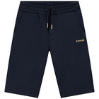 Boys Navy Logo Shorts, 1, hi-res