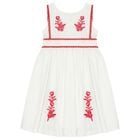 Girls White & Red Floral Dress, 1, hi-res
