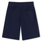 Boys Navy Blue Logo Shorts, 4, hi-res