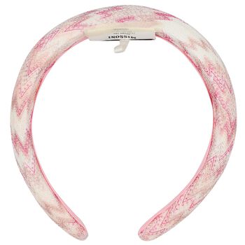 Girls White & Pink Zig Zag Headband