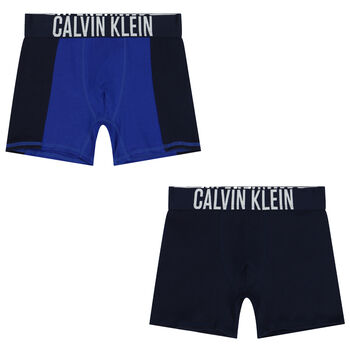 Boys Navy & Blue Boxer Shorts ( 2-Pack )
