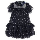 Girls Navy Blue Star Tulle Dress, 1, hi-res