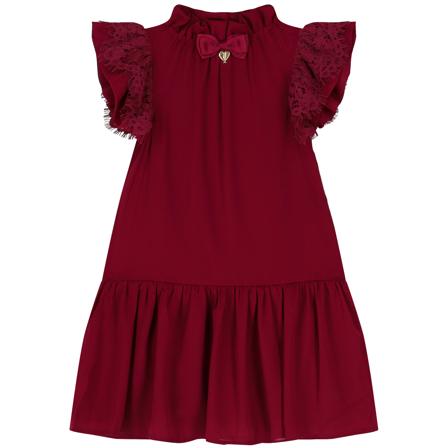 Girls Red Lace Dress, 2, hi-res