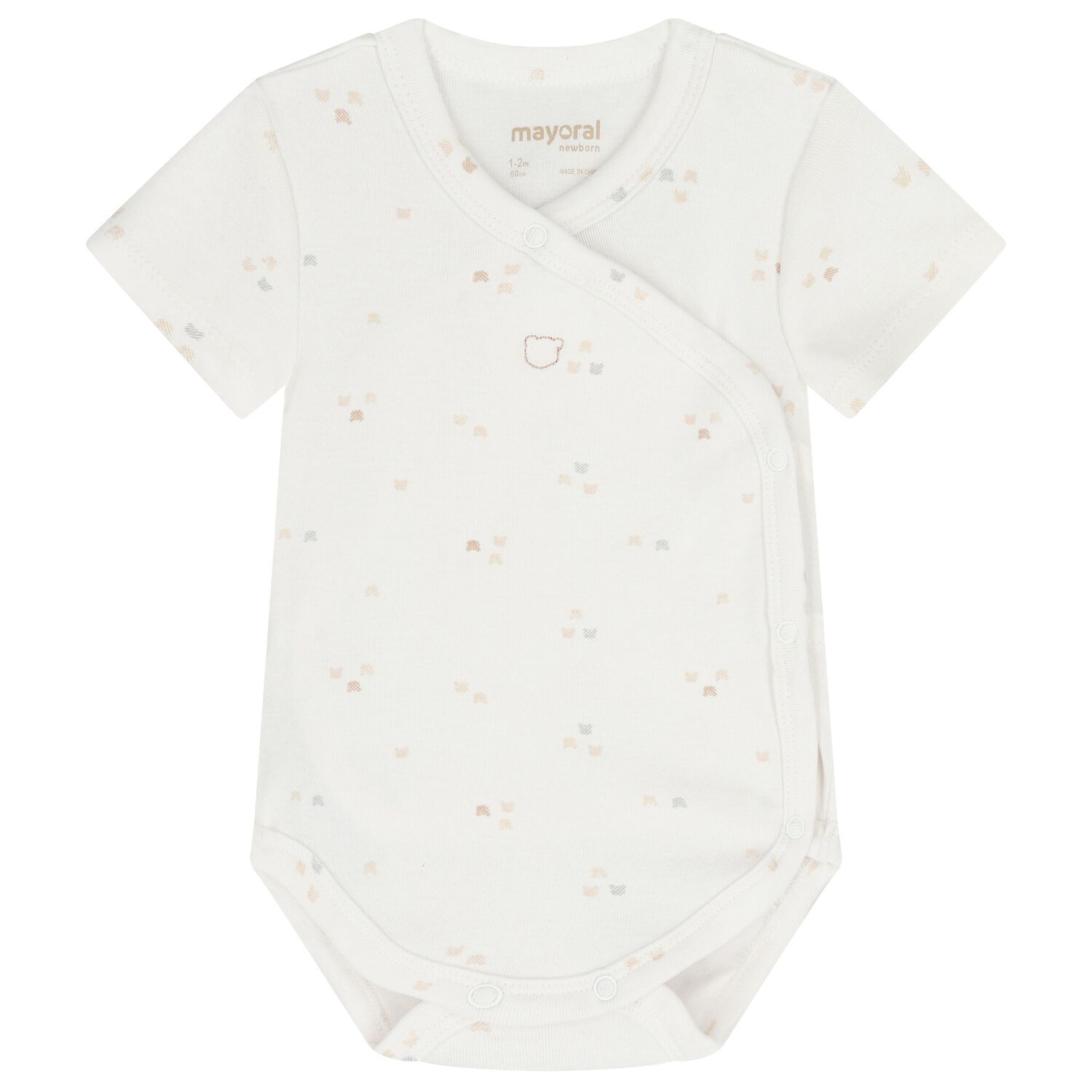 White Teddy Bear Baby Bodysuit, 1, hi-res