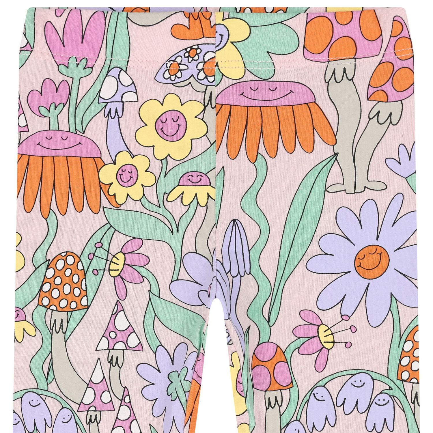 Younger Girls Pink Flower Leggings, 1, hi-res