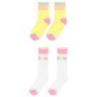 Girls White & Yellow Logo Socks ( 2-Pack ), 1, hi-res