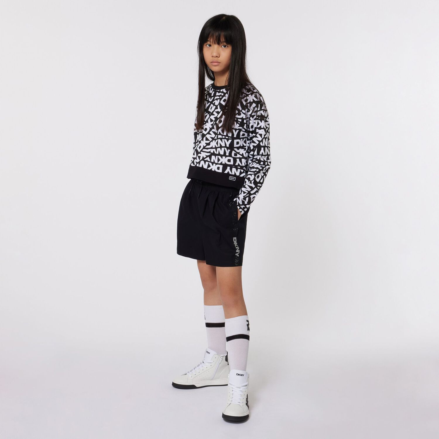 Girls Black Logo Shorts, 1, hi-res image number null