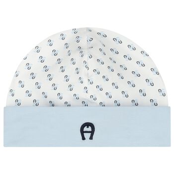 Baby Boys White & Blue Logo Hat