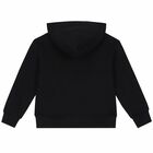 سترة رياضية هودى بسحاب بالشعار باللون الاسود للاولاد, 1, hi-res