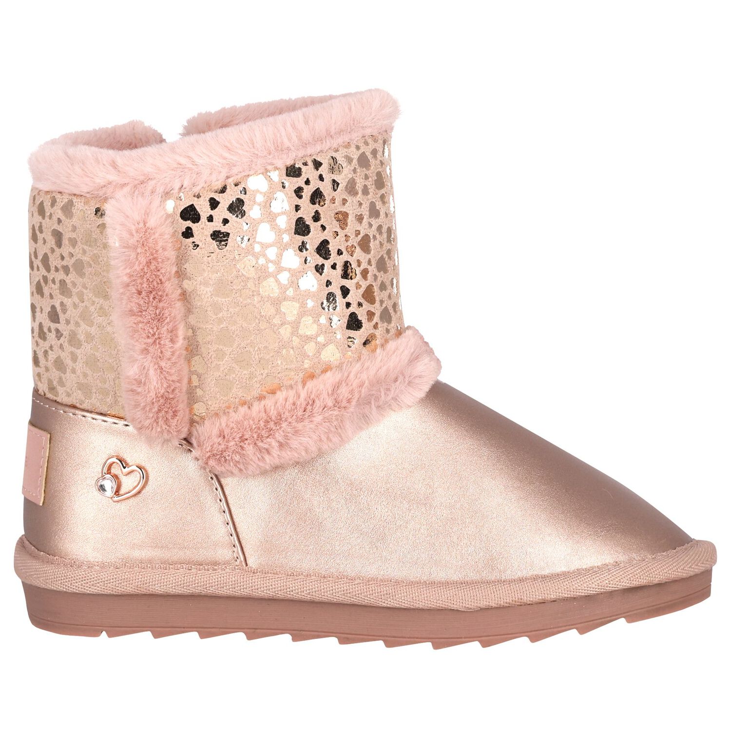 Girls Pink Faux Leather Boots, 1, hi-res