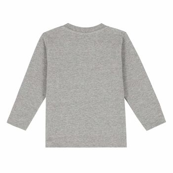 Grey Teddy Logo Long Sleeve Top