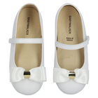Girls White Satin Bow Shoes, 1, hi-res