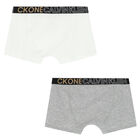 شورت بوكسر بالشعار باللون الرمادى والابيض للاولاد (قطعتين), 2, hi-res