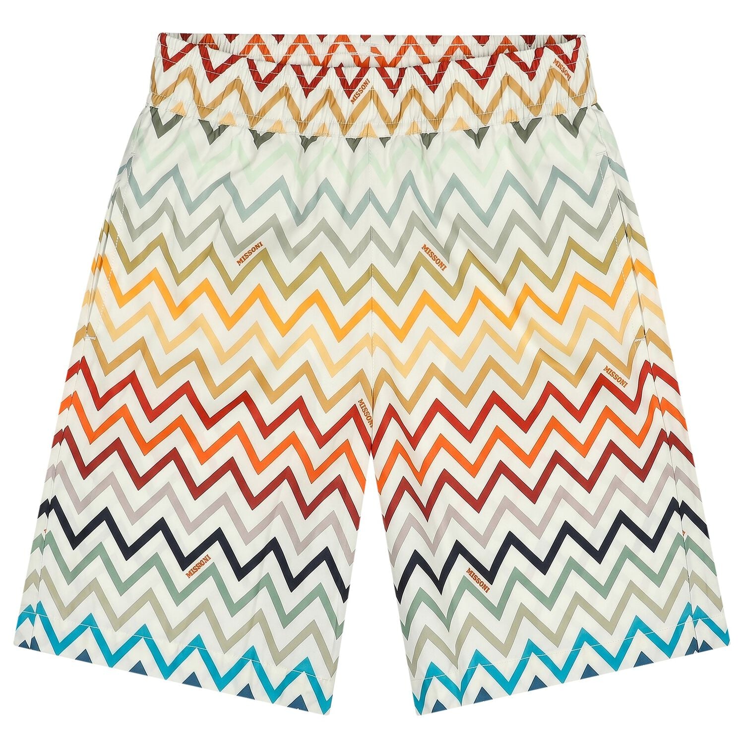 Boys Multi-Coloured Zig Zag Swim Shorts, 1, hi-res