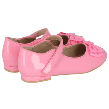 حذاء باليرينا بفيونكة باللون الوردي للبنات