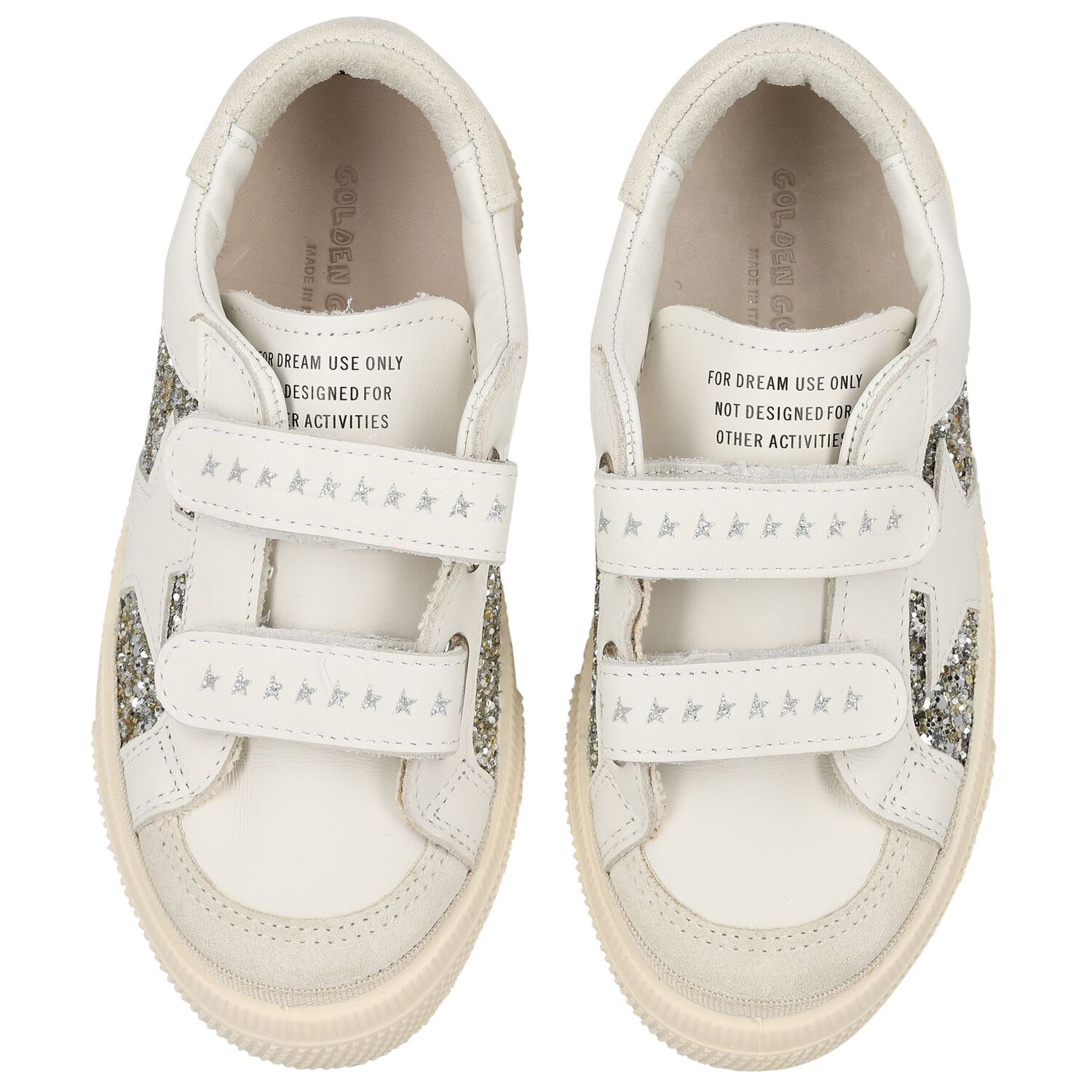 Girls Silver & Ivory Embellished Velcro Trainers, 1, hi-res
