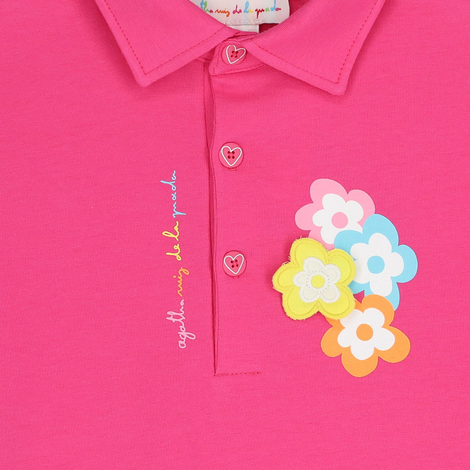 Girls Pink Flower Polo Dress, 1, hi-res