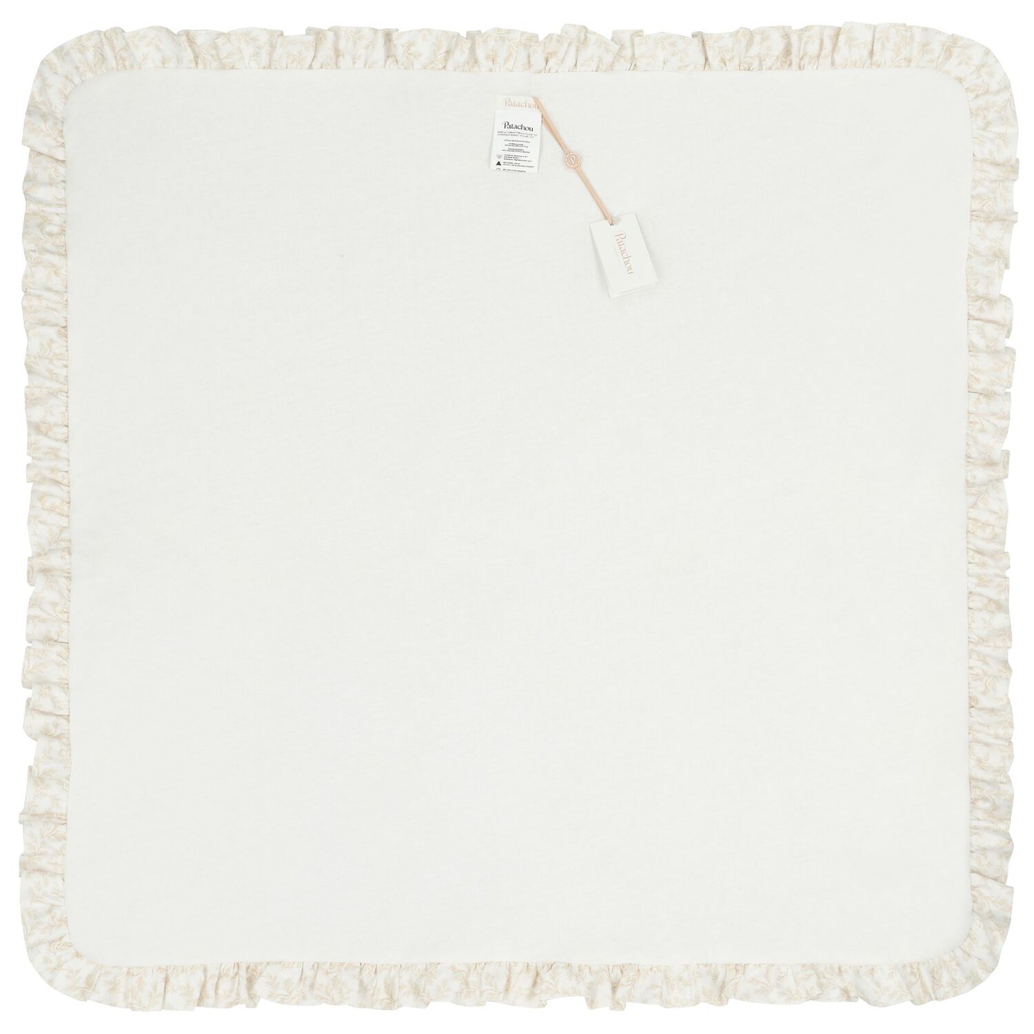 Baby Girls White & Beige Toile De Jouy Blanket, 1, hi-res