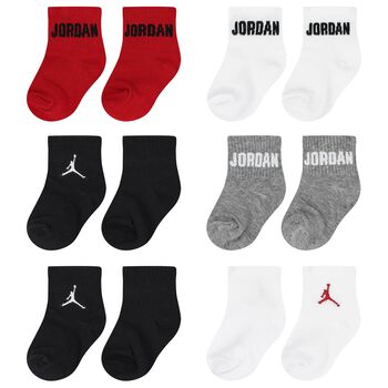 Red, Black & White Jordan Logo Socks ( 6-Pack )