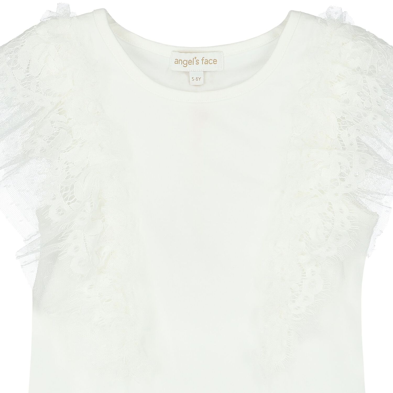 Girls White Ruffled Top, 3, hi-res