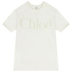 Girls Mini Me Ivory Logo Dress, 1, hi-res