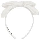 Girls White Bow Headband, 1, hi-res
