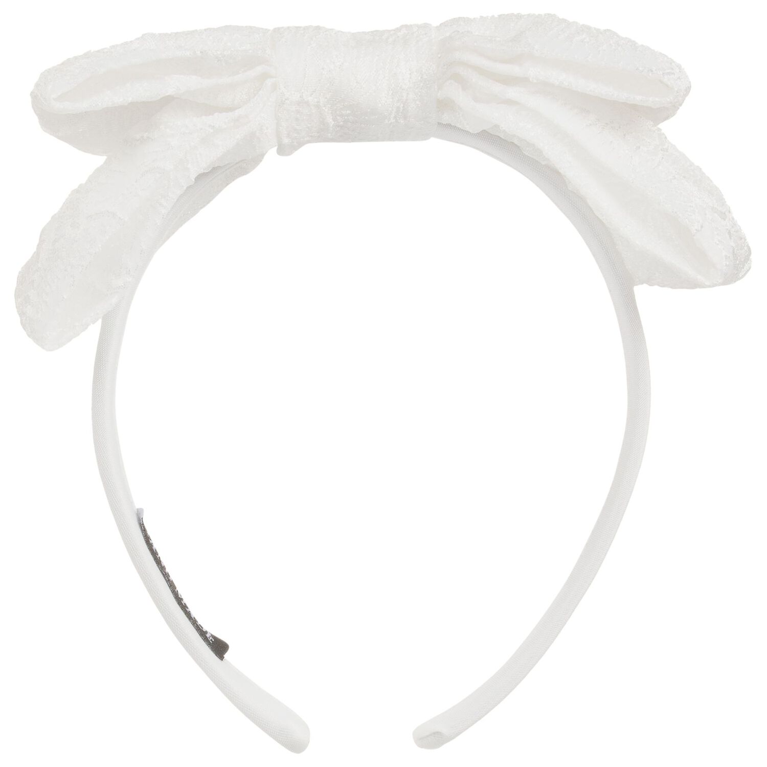 Girls White Bow Headband, 1, hi-res