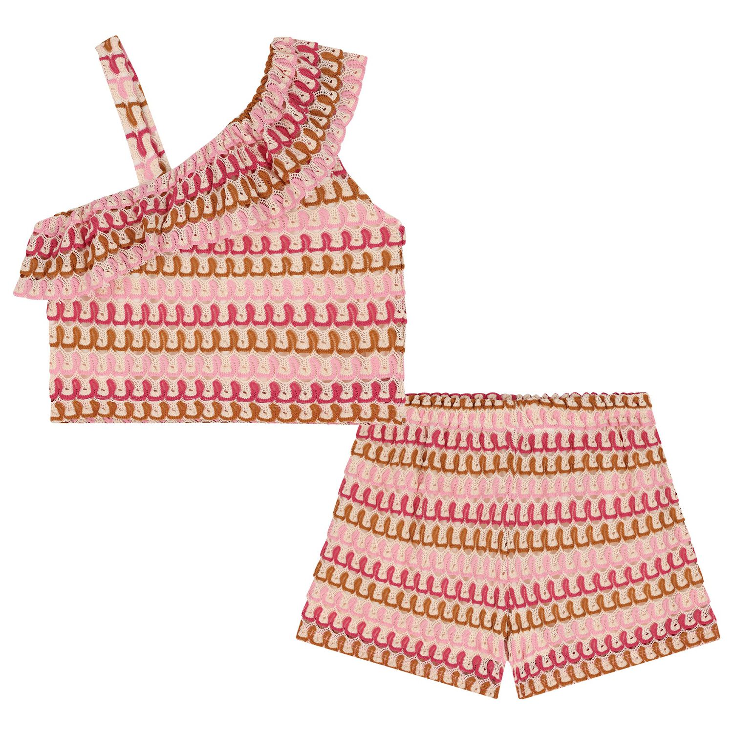 Girls Multi-Coloured Knitted Shorts Set, 2, hi-res