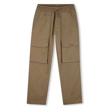 Boys Beige Logo Trousers