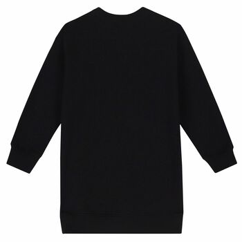 Girls Black Crystal Logo Dress