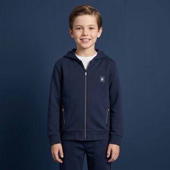 Boys Navy Blue Zip Up Top