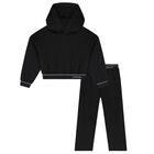 Girls Black Logo Trousers Set, 1, hi-res