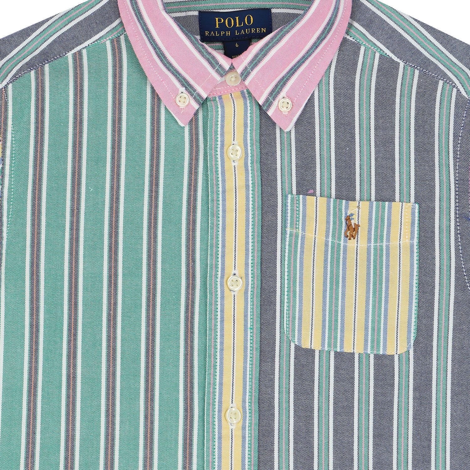Boys Multi-Colored Striped Logo Shirt, 1, hi-res image number null