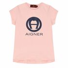 Girls Pink & Navy Logo T-Shirt, 3, hi-res