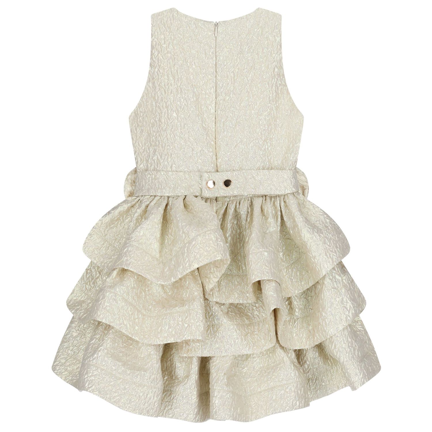 Girls Gold Roses Tiered Dress, 1, hi-res