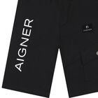 Boys Black Logo Shorts, 1, hi-res